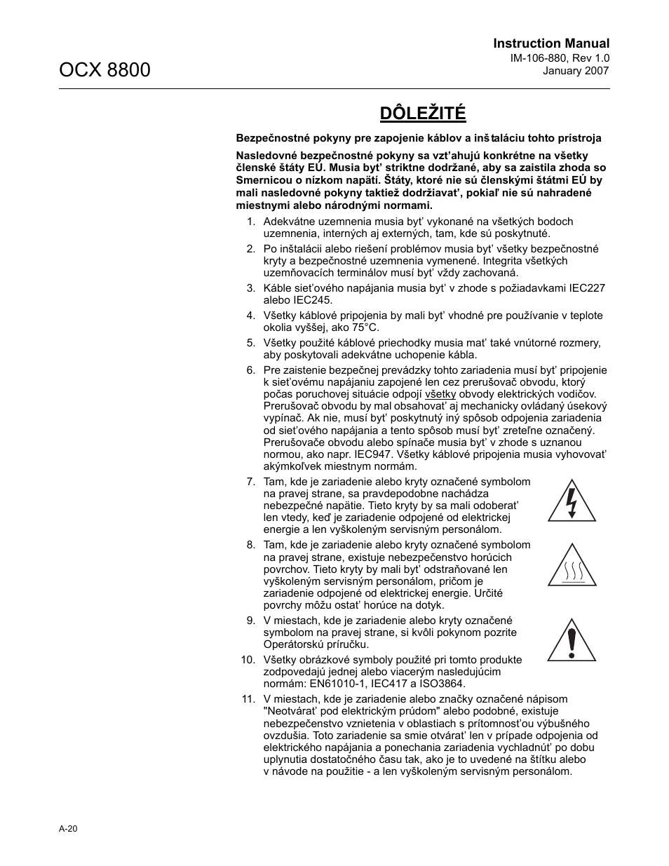 Ocx 8800, Dôležité | Emerson ROSEMOUNT OCX 8800 User Manual | Page 140 / 164