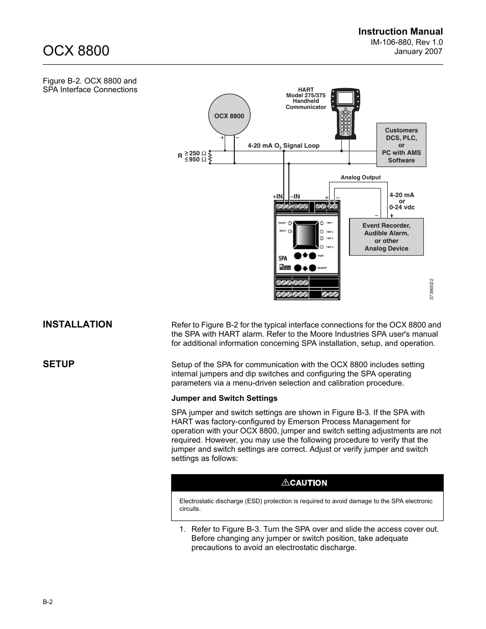 Ocx 8800, Instruction manual, Installation | Setup | Emerson ROSEMOUNT OCX 8800 User Manual | Page 154 / 164