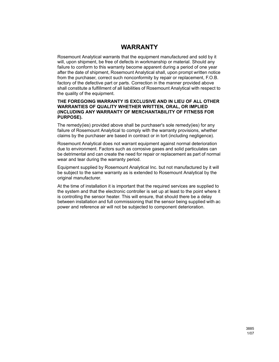 Warranty | Emerson ROSEMOUNT OCX 8800 User Manual | Page 163 / 164