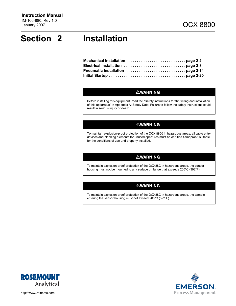 Ocx 8800 | Emerson ROSEMOUNT OCX 8800 User Manual | Page 21 / 164