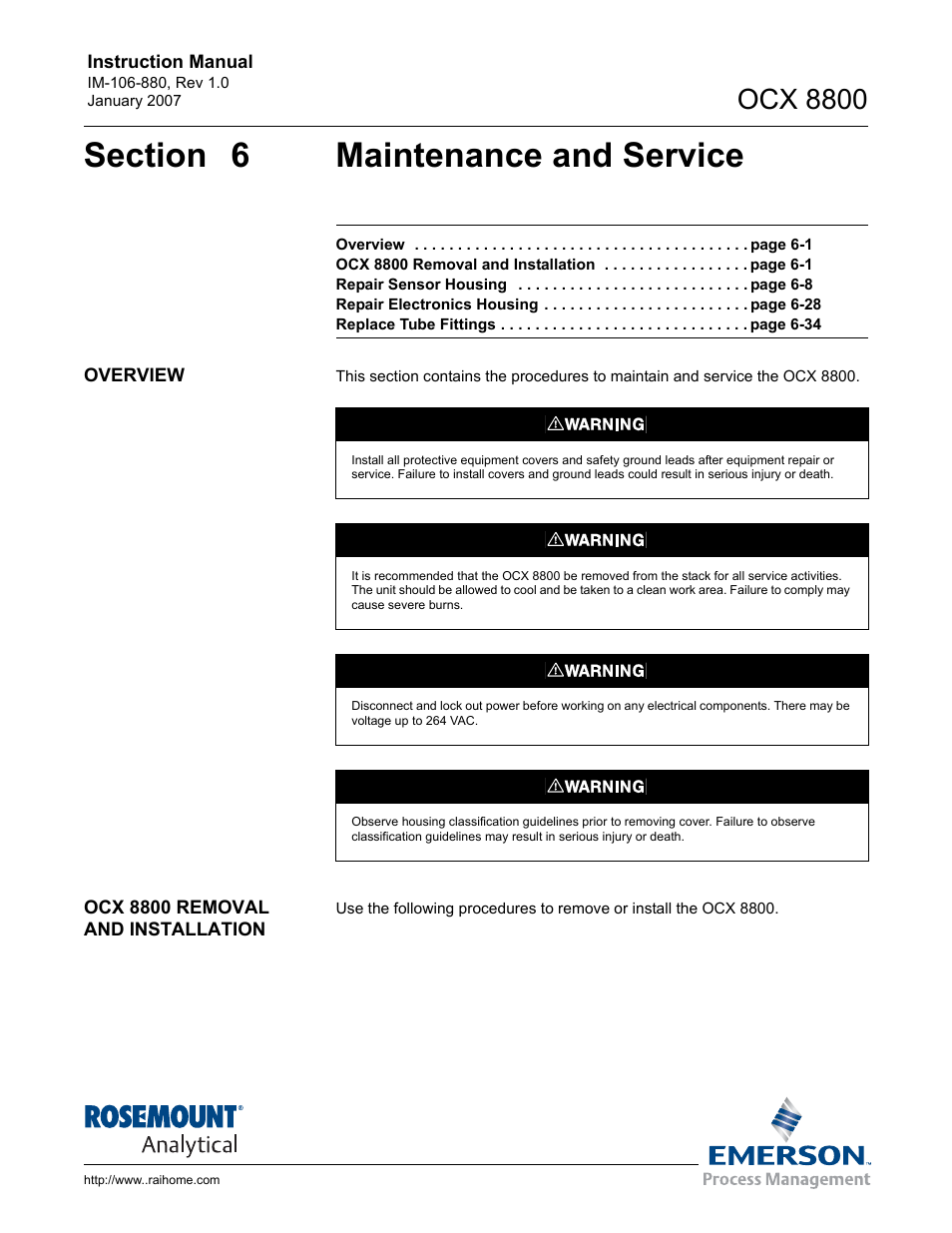 Ocx 8800 | Emerson ROSEMOUNT OCX 8800 User Manual | Page 63 / 164