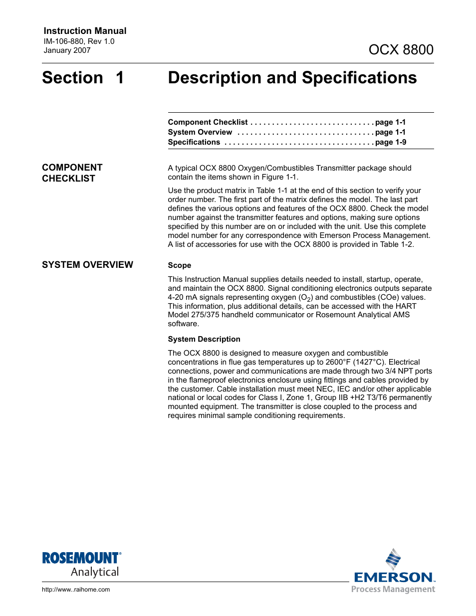 Ocx 8800 | Emerson ROSEMOUNT OCX 8800 User Manual | Page 9 / 164