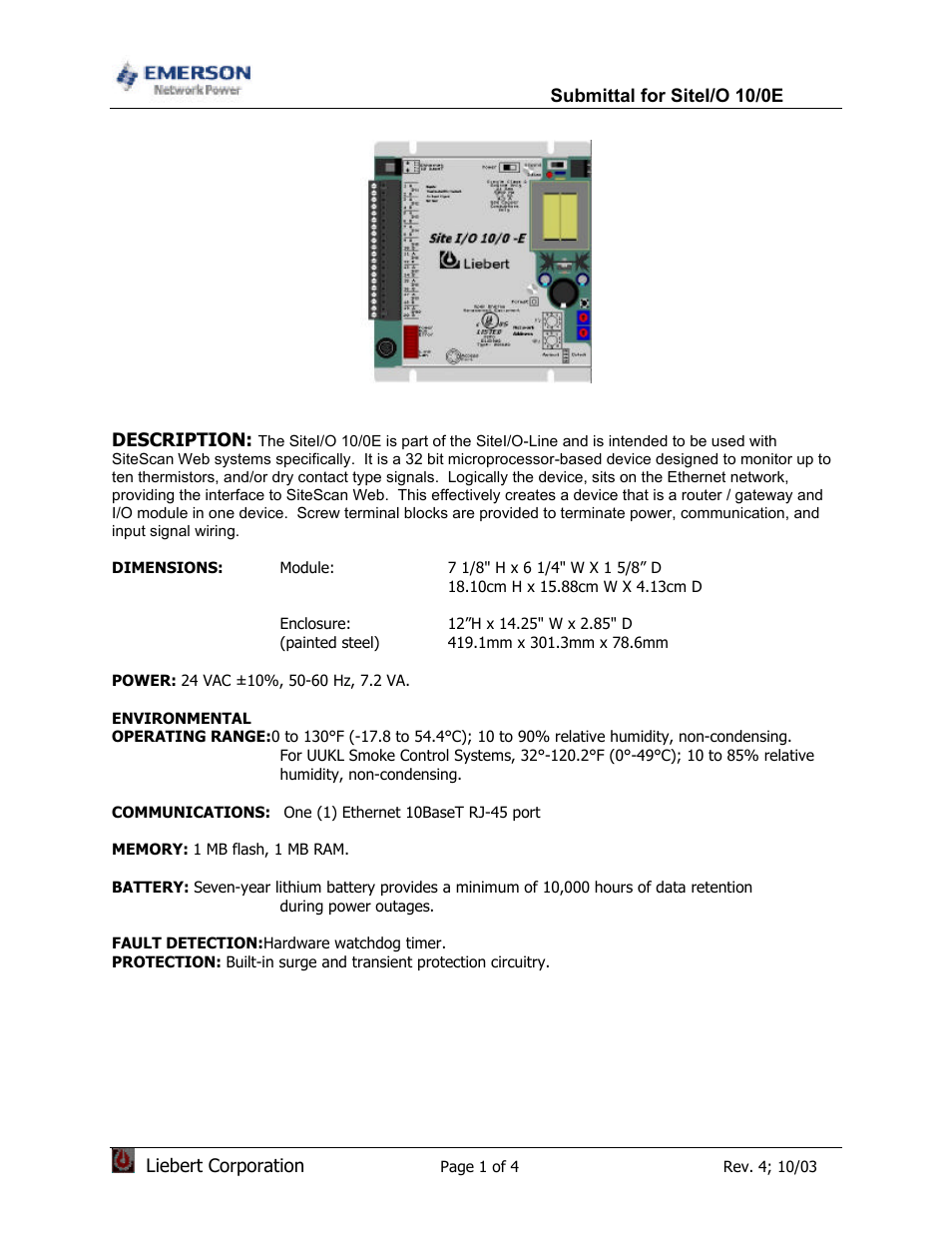 Emerson Network Power User Manual | 4 pages