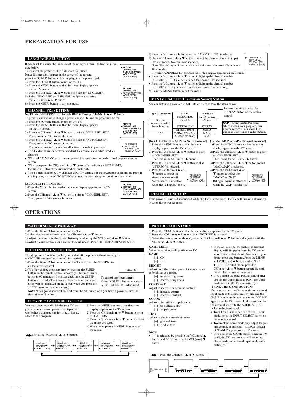 Preparation for use operations | Emerson EWF2002 User Manual | Page 3 / 8
