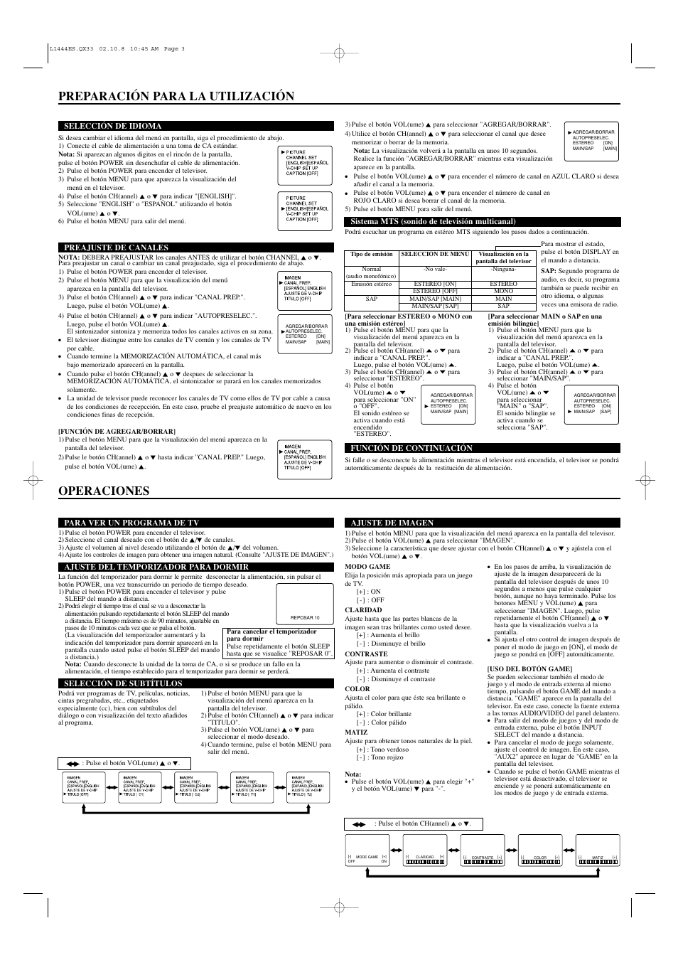 Operaciones, Preparación para la utilización | Emerson EWF2002 User Manual | Page 7 / 8