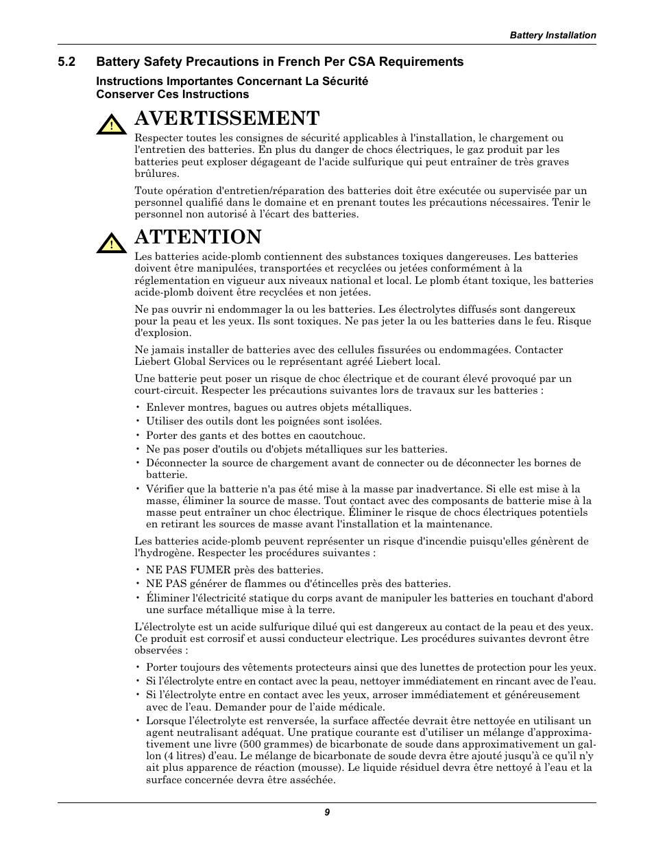 Avertissement, Attention | Emerson Series 610 User Manual | Page 13 / 52