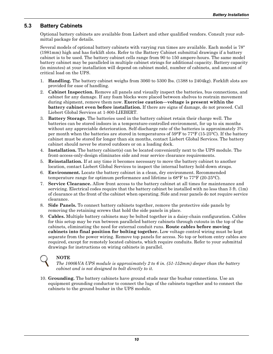 3 battery cabinets, Battery cabinets | Emerson Series 610 User Manual | Page 14 / 52
