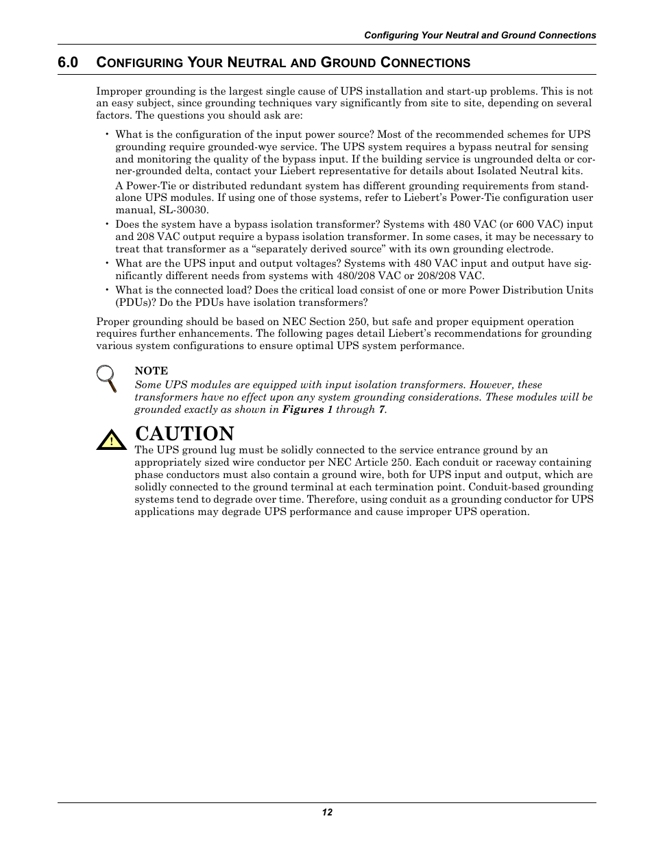 0 configuring your neutral and ground connections, Onfiguring, Eutral | Round, Onnections, Caution | Emerson Series 610 User Manual | Page 16 / 52