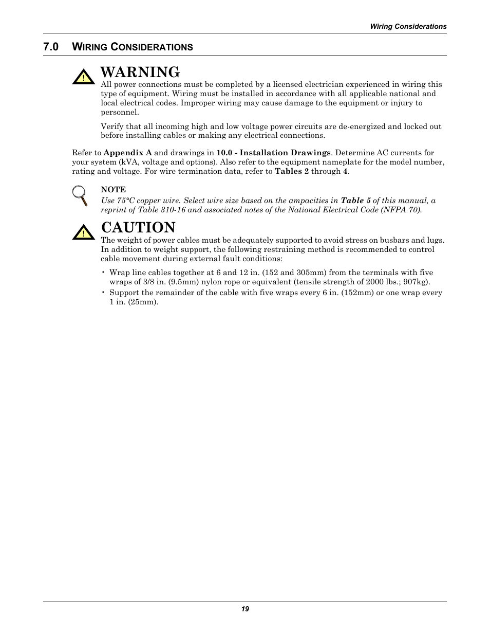 0 wiring considerations, Iring, Onsiderations | Warning, Caution | Emerson Series 610 User Manual | Page 23 / 52