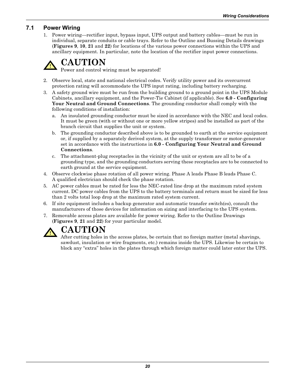 1 power wiring, Power wiring, Caution | Emerson Series 610 User Manual | Page 24 / 52