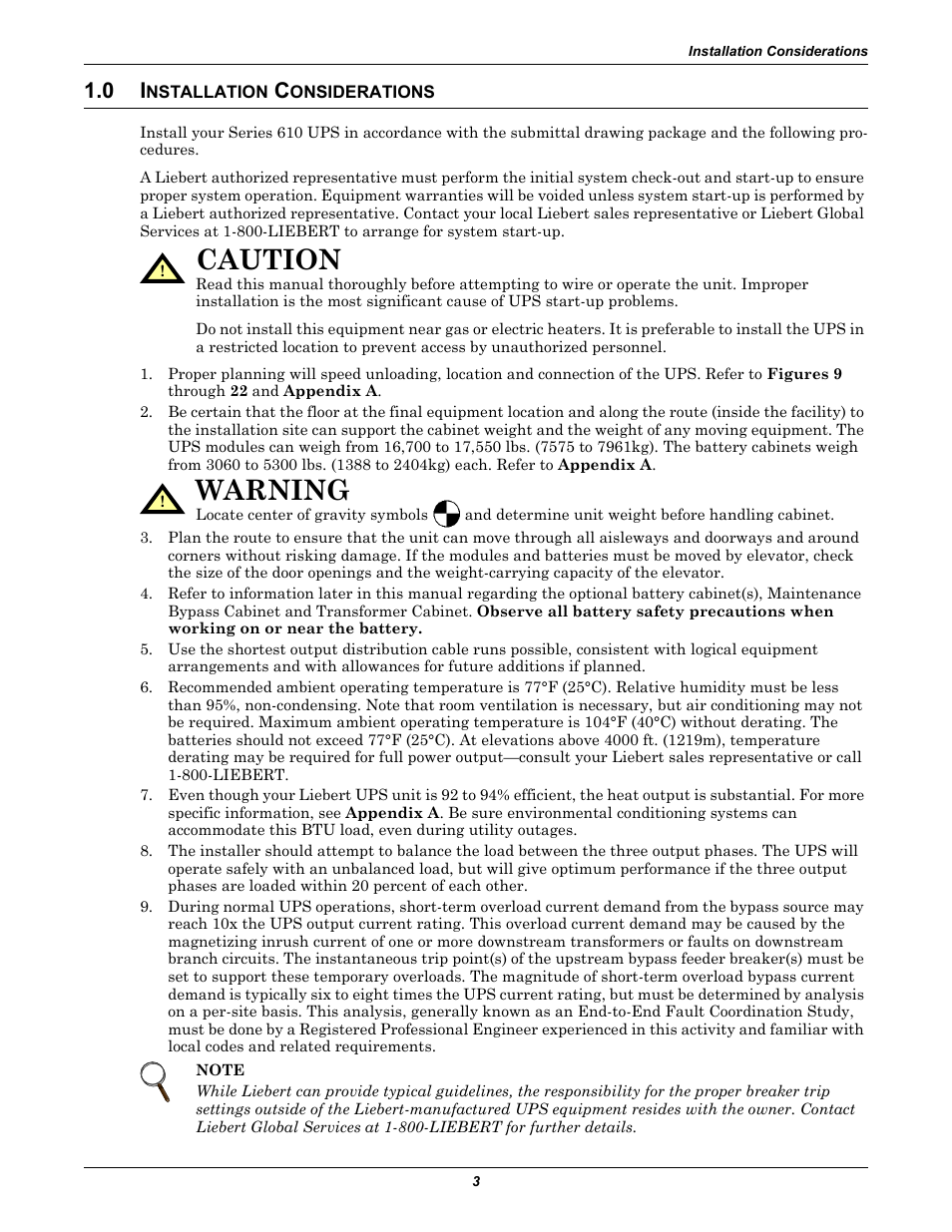 0 installation considerations, Nstallation, Onsiderations | Caution, Warning | Emerson Series 610 User Manual | Page 7 / 52