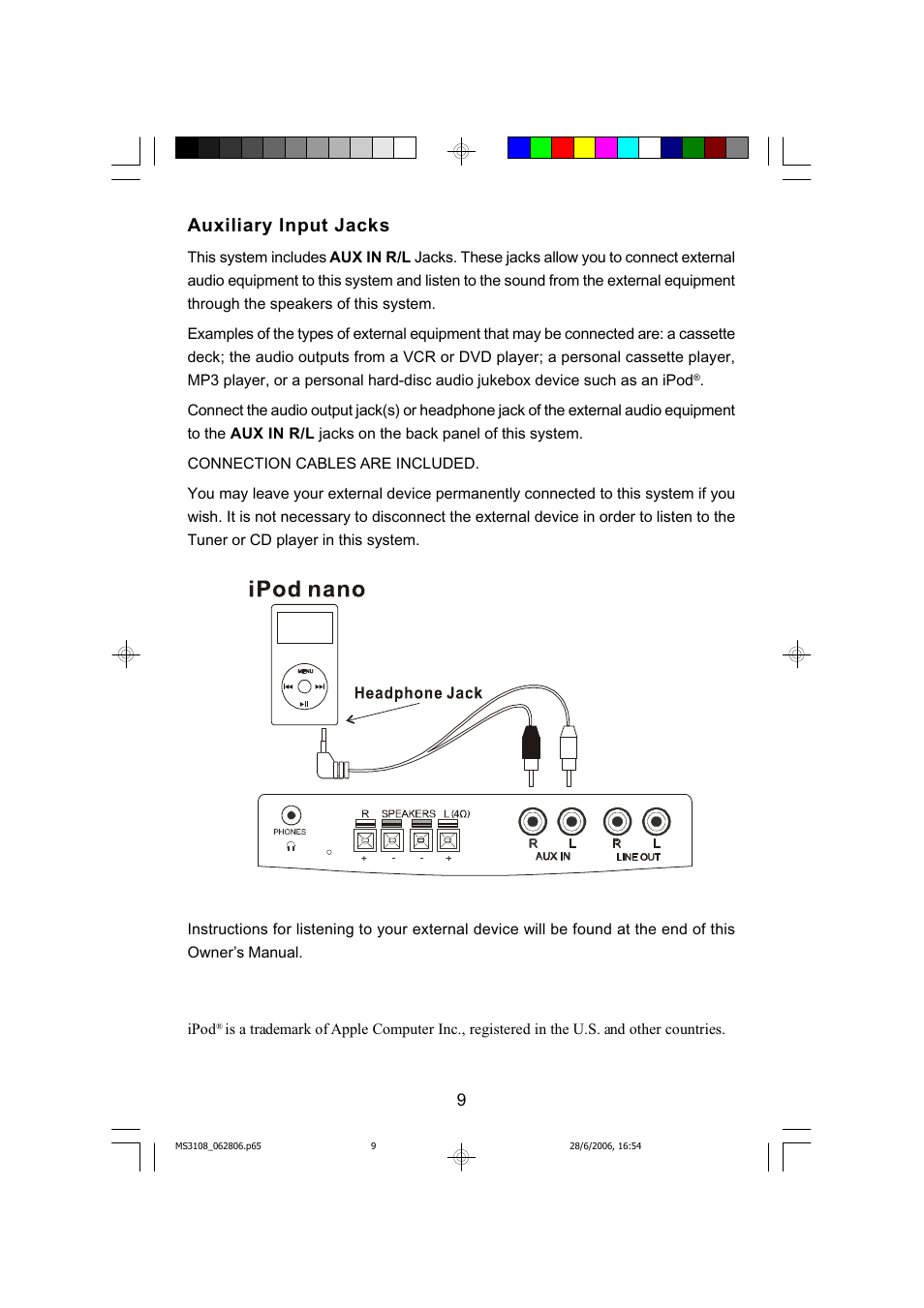 Auxiliary input jacks | Emerson MS3108C User Manual | Page 10 / 42