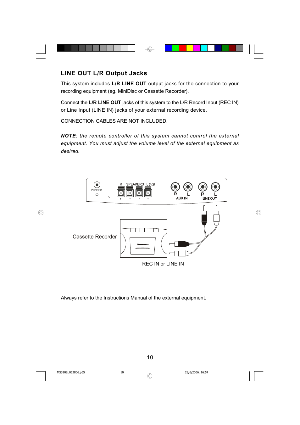 Line out l/r output jacks | Emerson MS3108C User Manual | Page 11 / 42