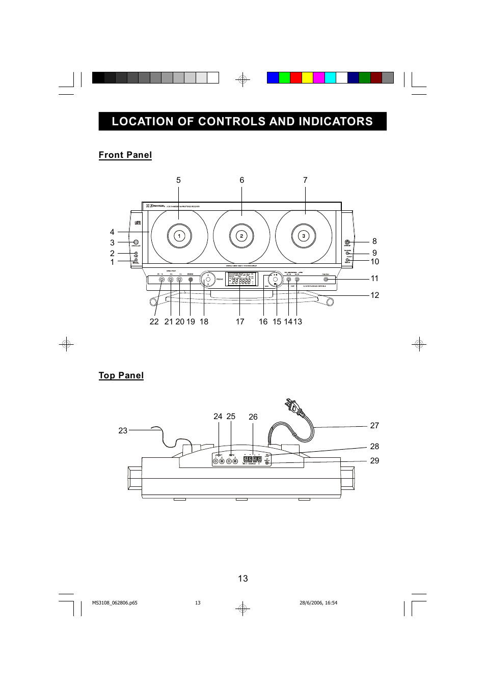 Location of controls and indicators | Emerson MS3108C User Manual | Page 14 / 42