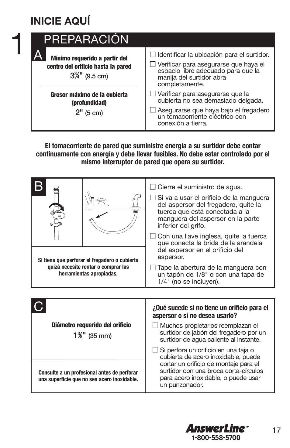 Preparación, Inicie aquí | Emerson Hot1 User Manual | Page 17 / 36