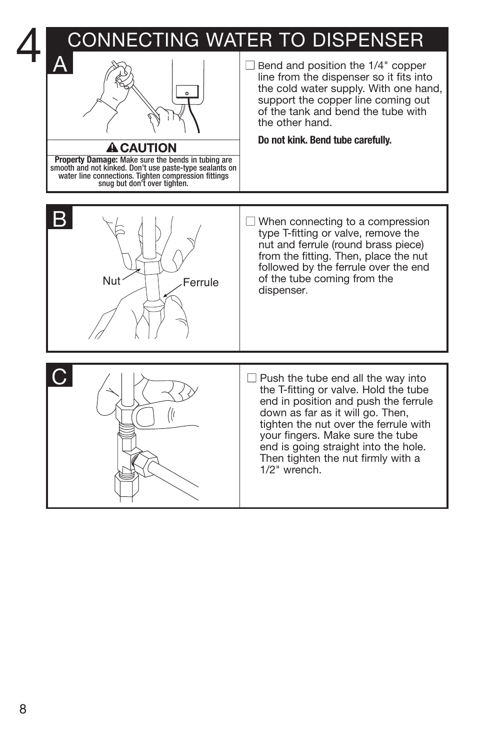 Connecting water to dispenser | Emerson Hot1 User Manual | Page 8 / 36