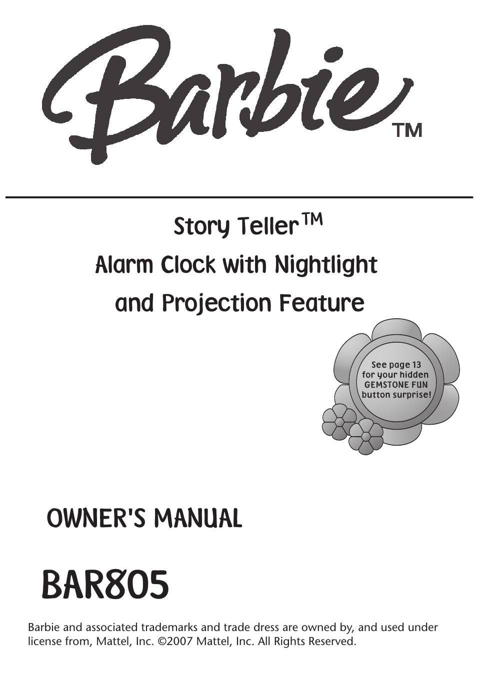 Emerson Radio Barbie BAR805 User Manual | 17 pages
