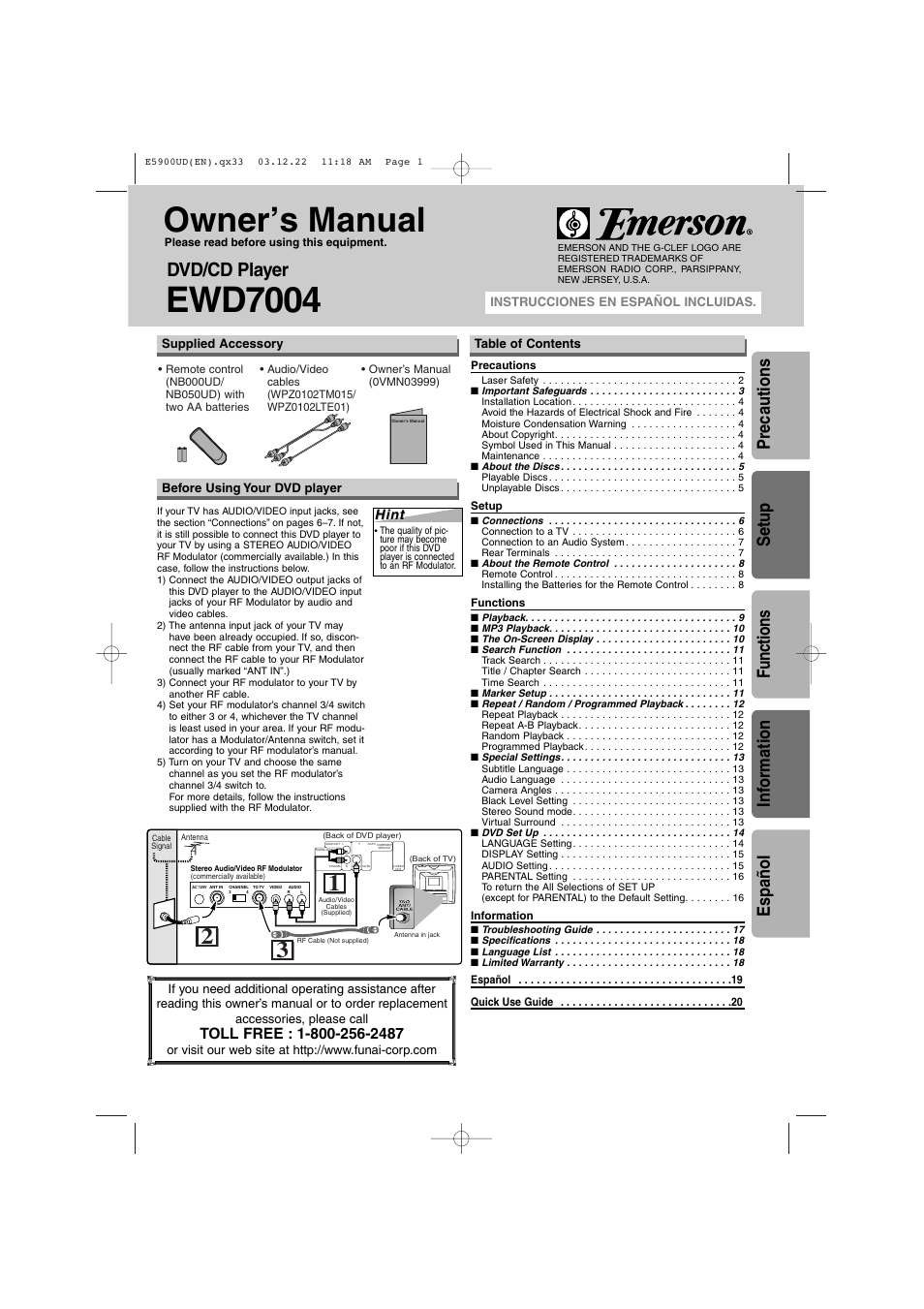 Emerson EWD7004 User Manual | 20 pages