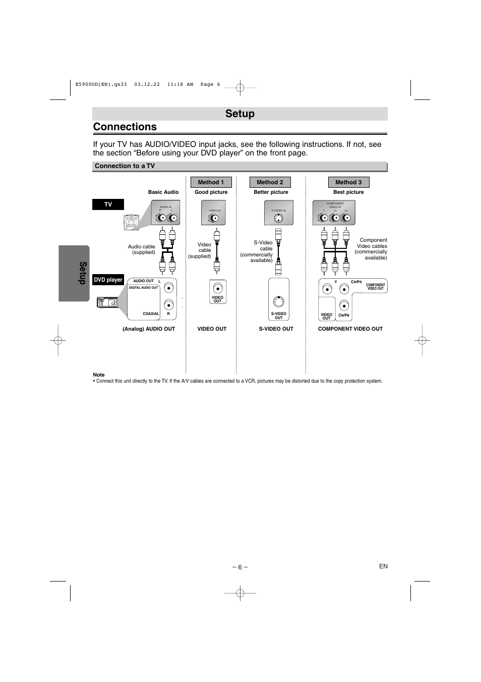 Connections, Setup | Emerson EWD7004 User Manual | Page 6 / 20