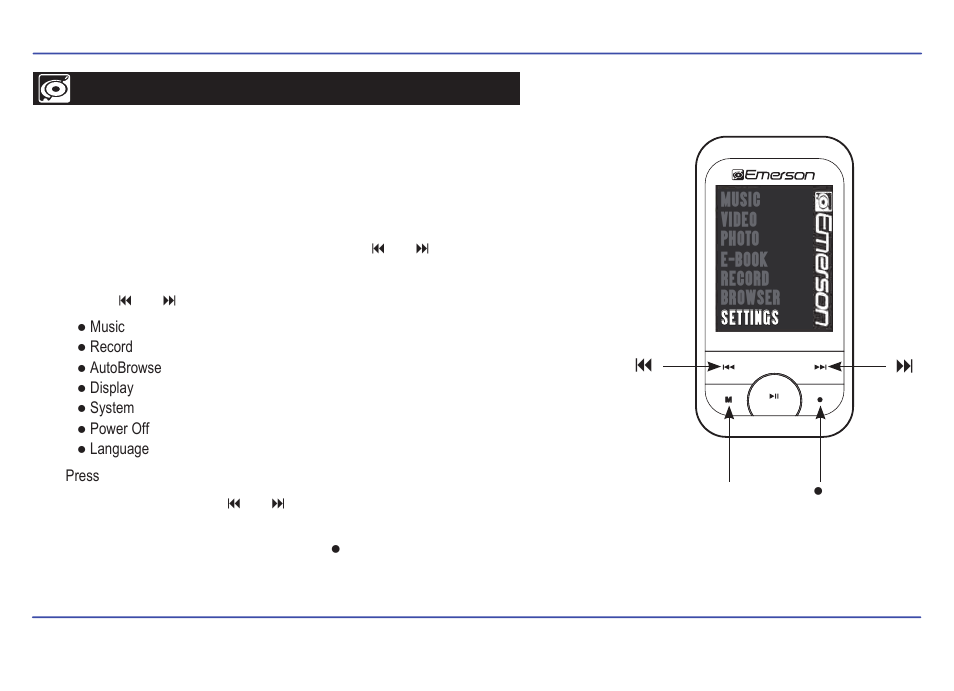 Settings | Emerson EMP414-4 User Manual | Page 26 / 35