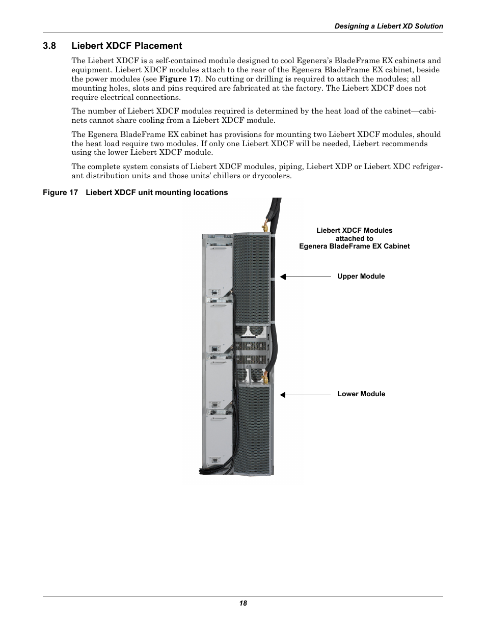 8 liebert xdcf placement, Figure 17 liebert xdcf unit mounting locations, Liebert xdcf placement | Emerson Liebert Xtreme Density User Manual | Page 24 / 84