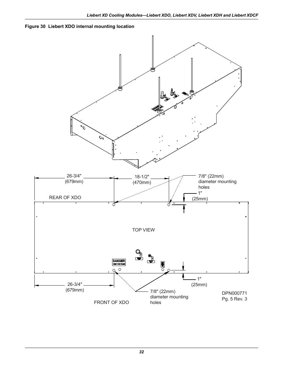 Figure 30 liebert xdo internal mounting location | Emerson Liebert Xtreme Density User Manual | Page 38 / 84