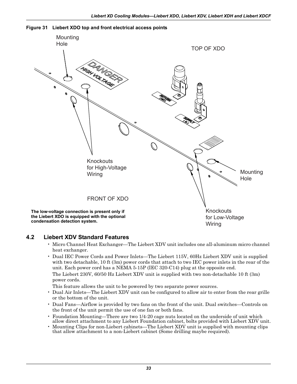 2 liebert xdv standard features, Liebert xdv standard features | Emerson Liebert Xtreme Density User Manual | Page 39 / 84