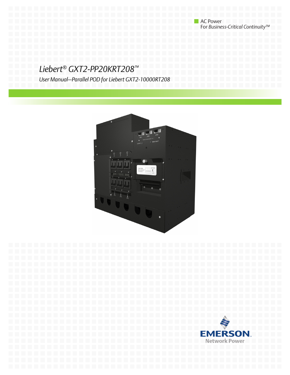 Emerson GXT2-PP20KRT208 User Manual | 36 pages