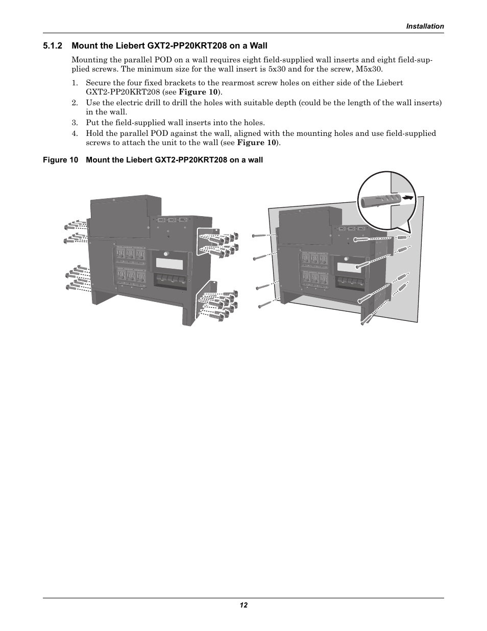 2 mount the liebert gxt2-pp20krt208 on a wall, Mount the liebert gxt2-pp20krt208 on a wall | Emerson GXT2-PP20KRT208 User Manual | Page 16 / 36