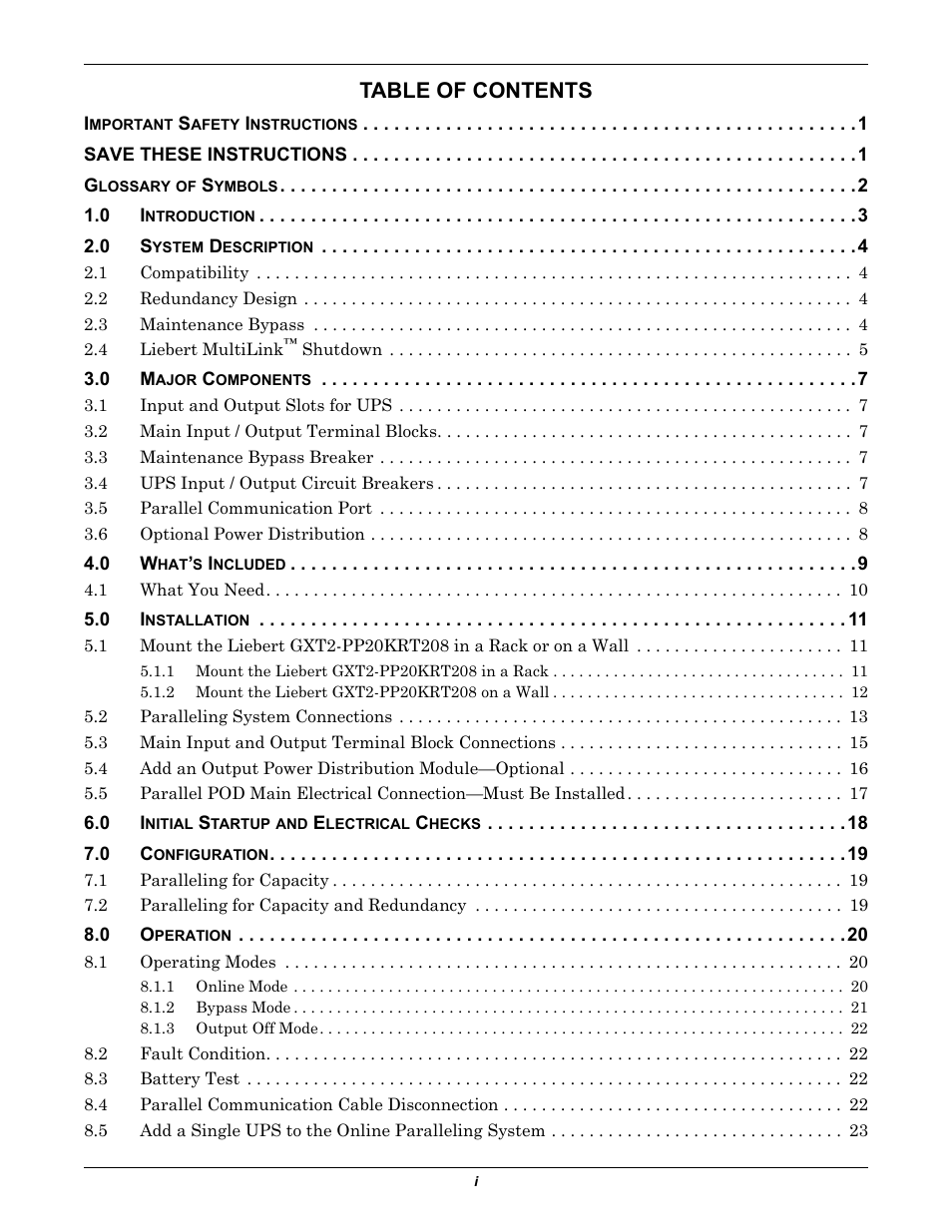 Emerson GXT2-PP20KRT208 User Manual | Page 3 / 36