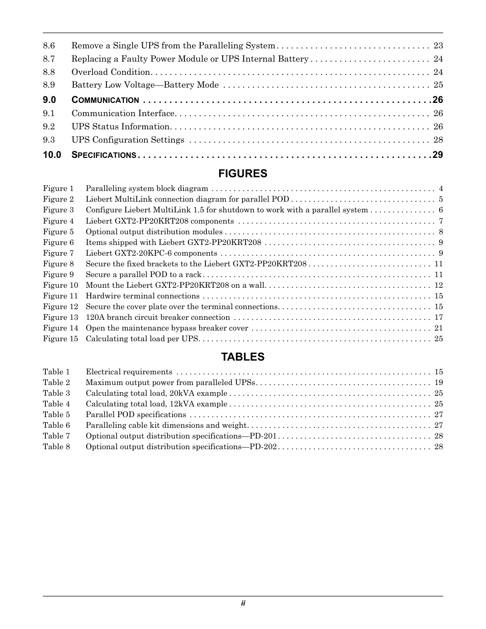 Figures, Tables | Emerson GXT2-PP20KRT208 User Manual | Page 4 / 36