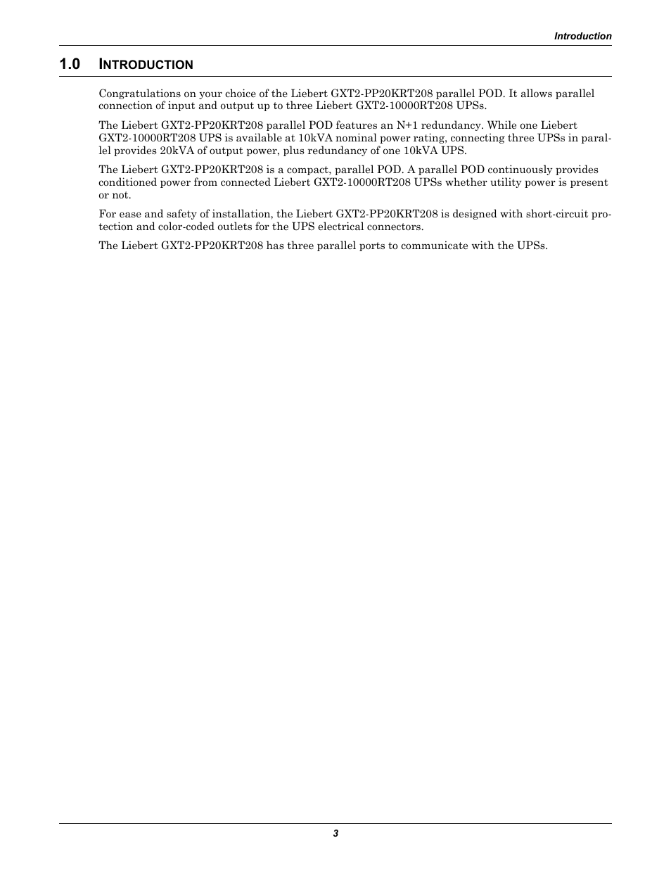 0 introduction, Ntroduction | Emerson GXT2-PP20KRT208 User Manual | Page 7 / 36