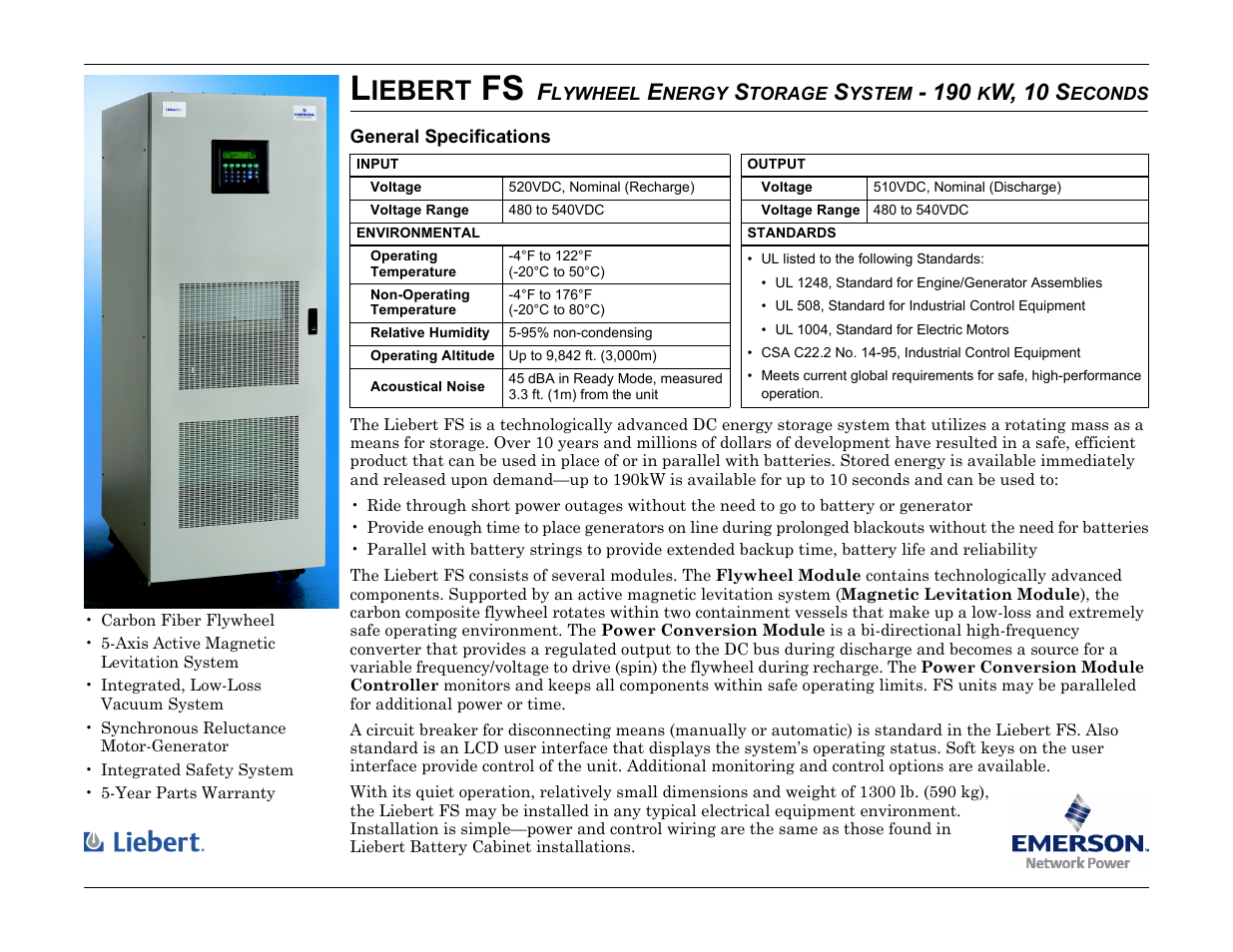 Emerson Liebert FS 510 VDC User Manual | 2 pages