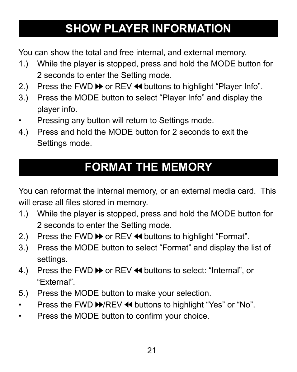 Show player information | Emerson Radio MP200 User Manual | Page 21 / 24