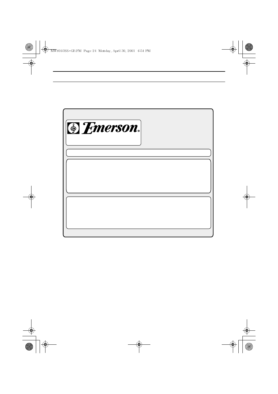 Service, Appendix | Emerson MW8103SS User Manual | Page 24 / 28