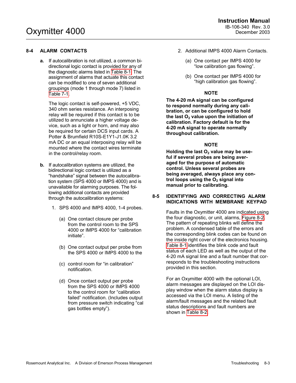 5 to, Alarm contacts -3, Oxymitter 4000 | Emerson OXYMITTER 4000 User Manual | Page 107 / 172