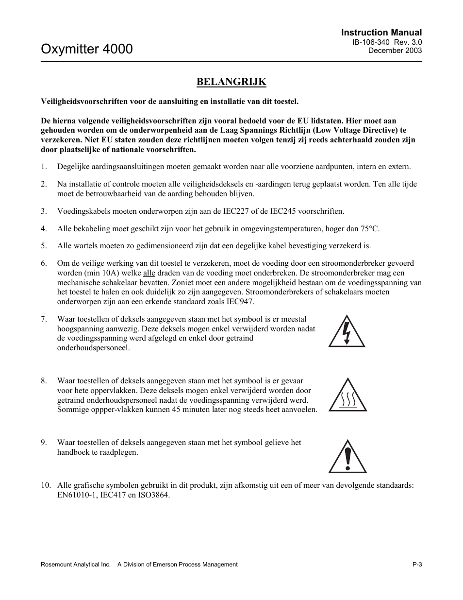 Oxymitter 4000, Belangrijk | Emerson OXYMITTER 4000 User Manual | Page 11 / 172