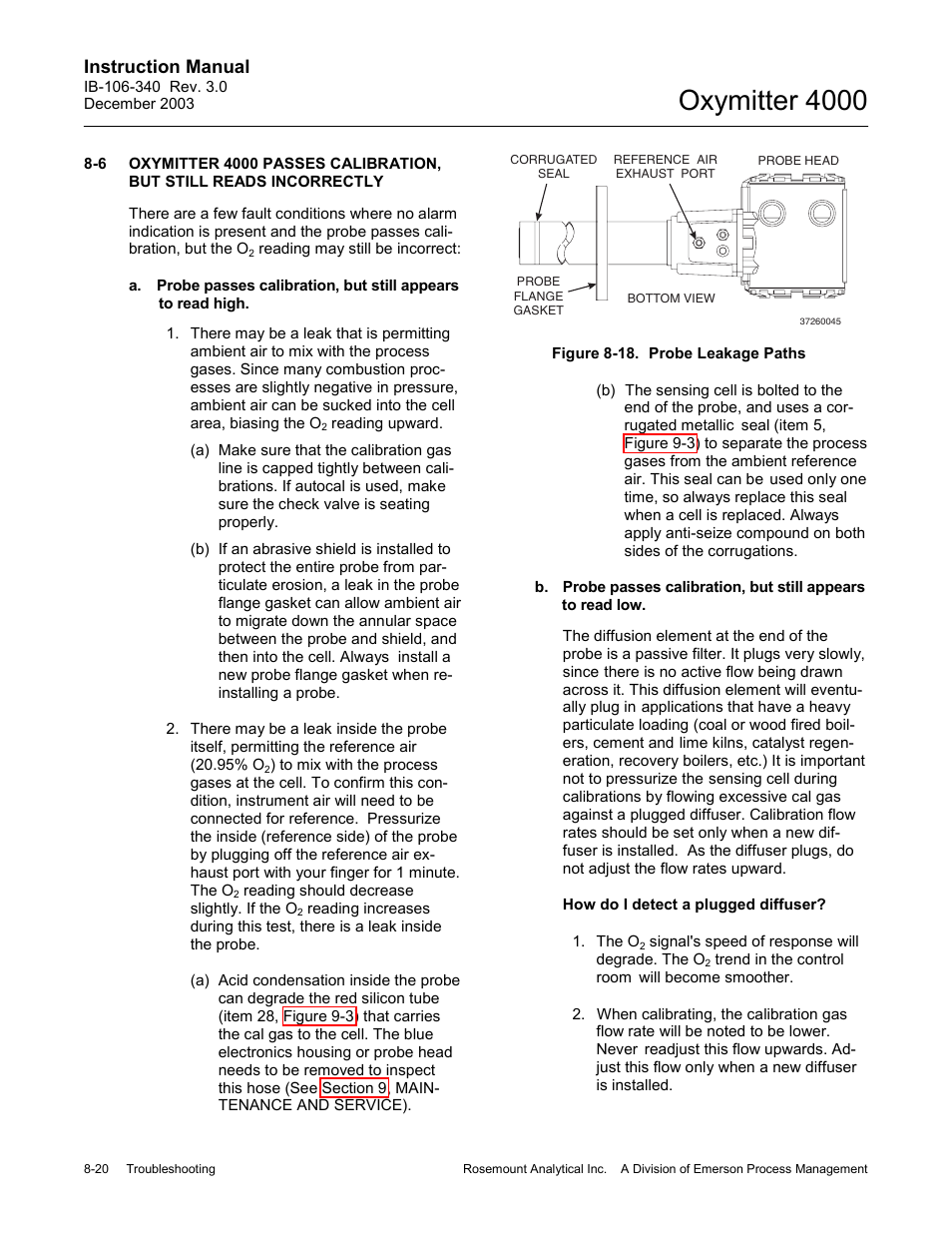 Figure 8-18. probe leakage paths -20, Oxymitter 4000, Instruction manual | Emerson OXYMITTER 4000 User Manual | Page 124 / 172