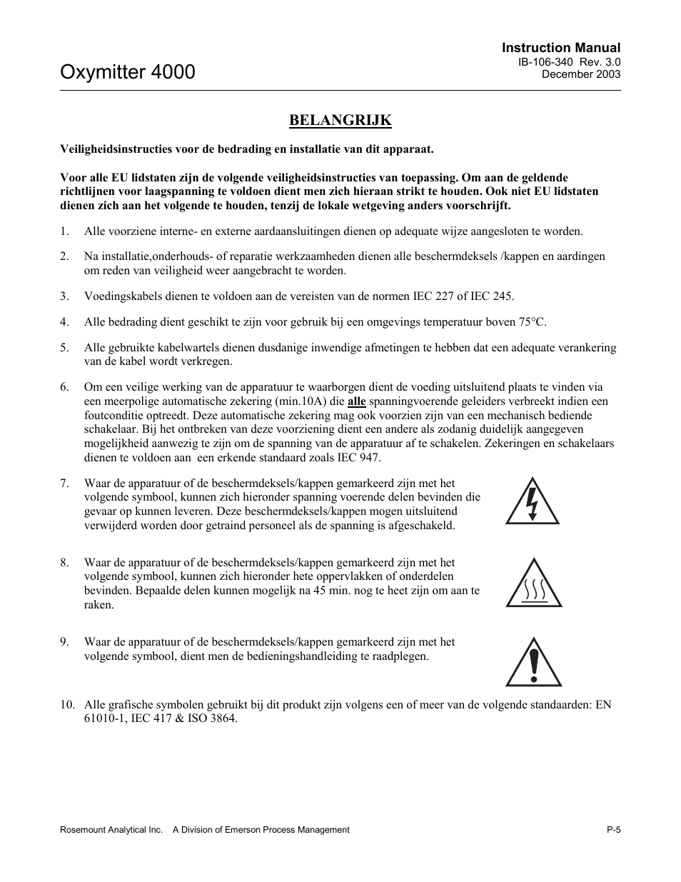 Oxymitter 4000, Belangrijk | Emerson OXYMITTER 4000 User Manual | Page 13 / 172