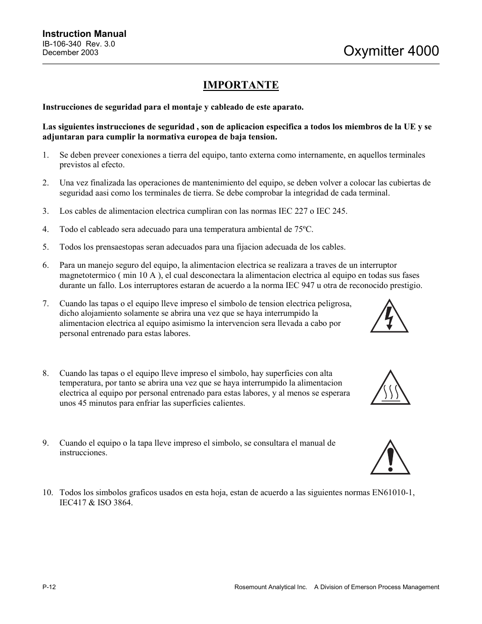 Oxymitter 4000, Importante | Emerson OXYMITTER 4000 User Manual | Page 20 / 172