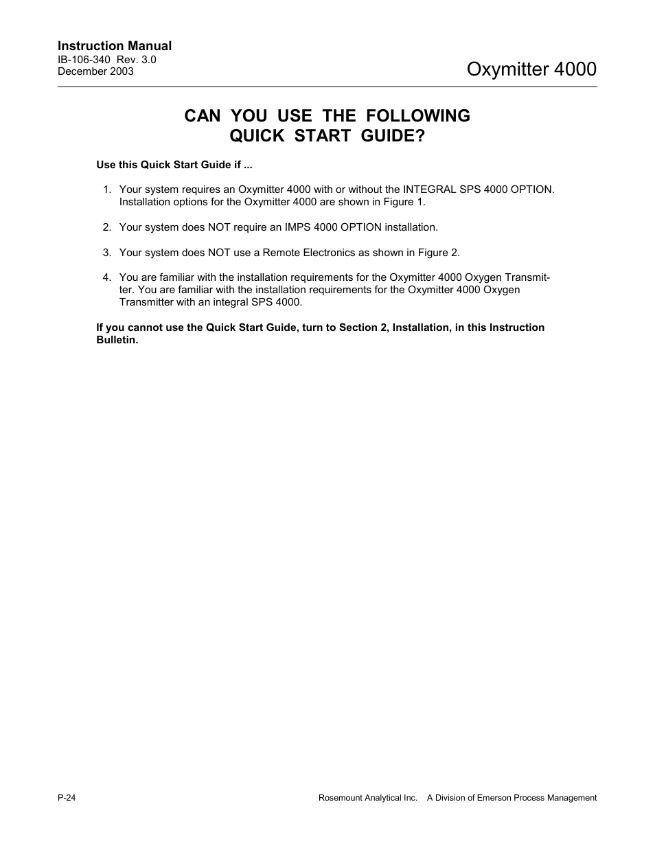 Oxymitter 4000, Can you use the following quick start guide | Emerson OXYMITTER 4000 User Manual | Page 32 / 172