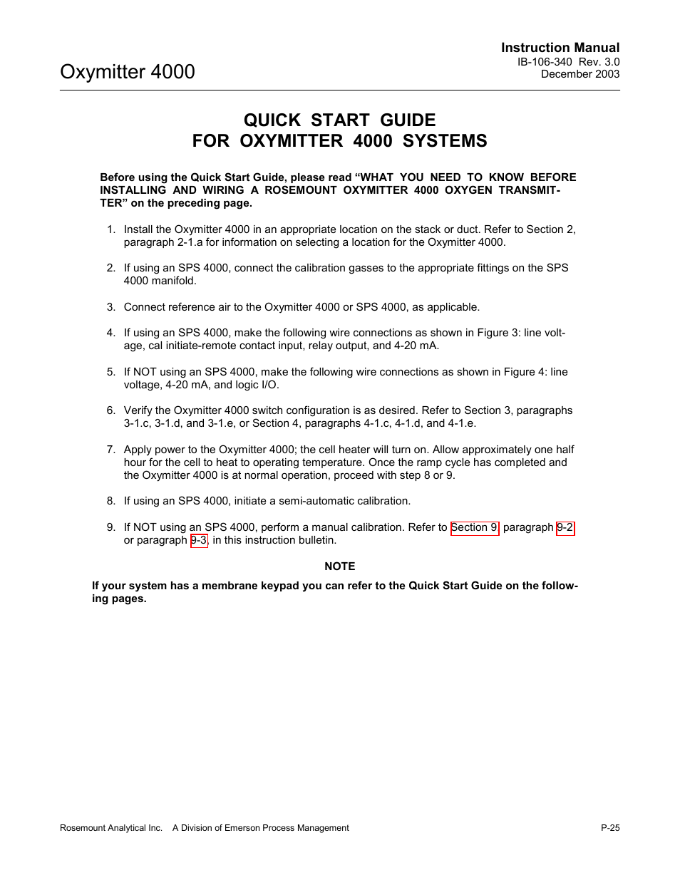 Oxymitter 4000, Quick start guide for oxymitter 4000 systems | Emerson OXYMITTER 4000 User Manual | Page 33 / 172