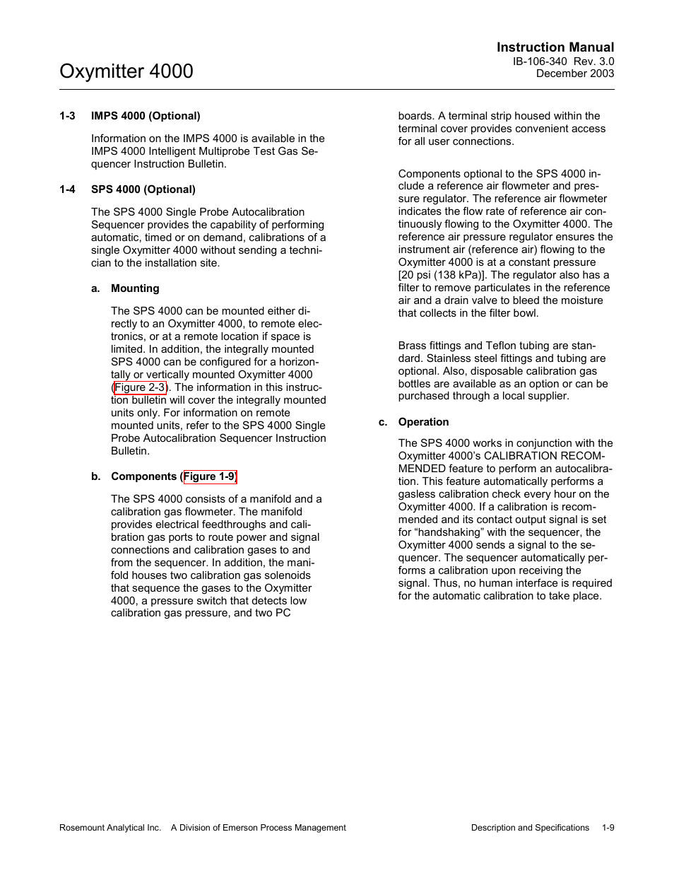 Imps 4000 (optional) -9, Sps 4000 (optional) -9, Oxymitter 4000 | Emerson OXYMITTER 4000 User Manual | Page 45 / 172