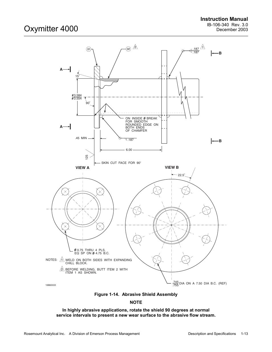 Figure 1-14. abrasive shield assembly -13, Oxymitter 4000, Instruction manual | Emerson OXYMITTER 4000 User Manual | Page 49 / 172