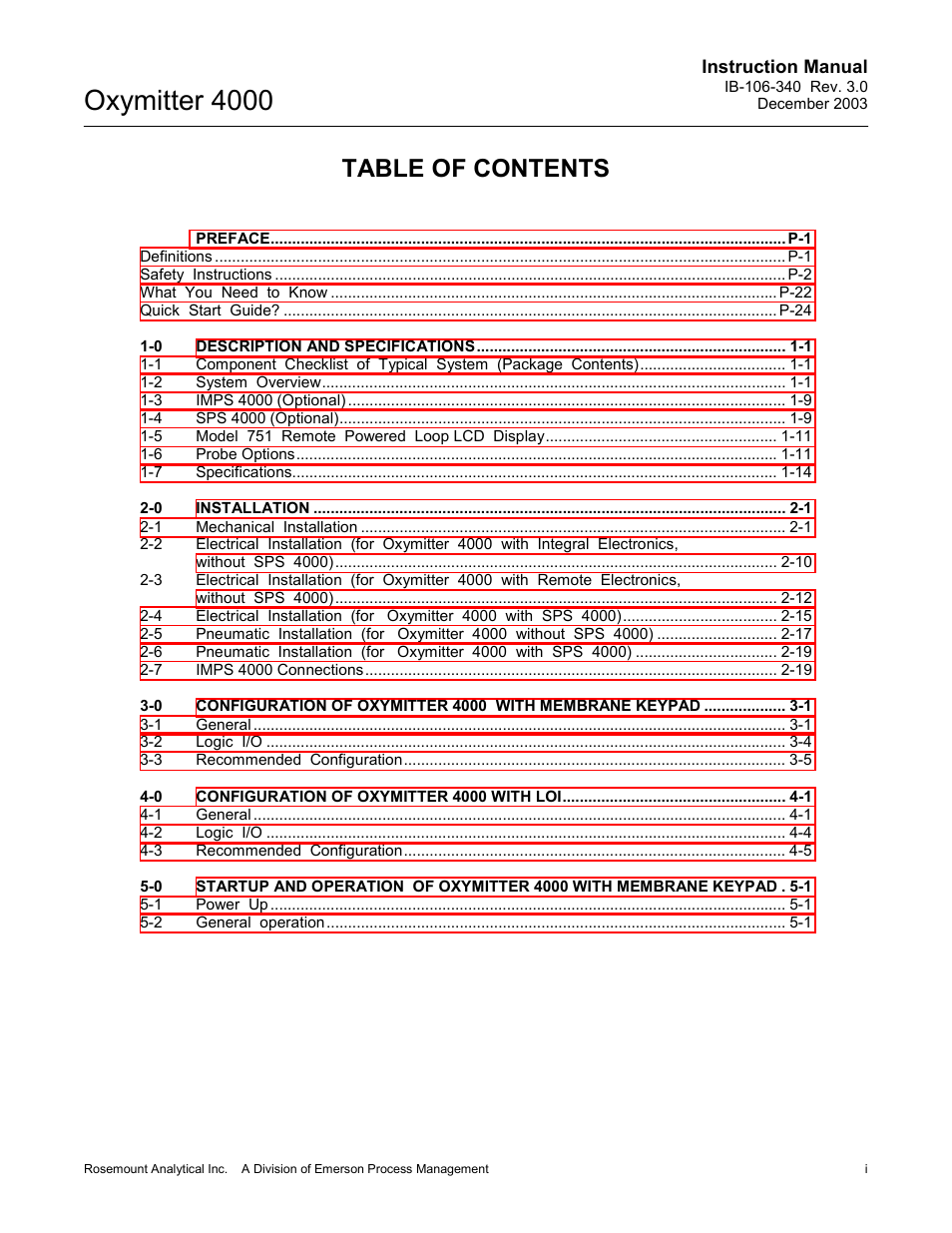 Emerson OXYMITTER 4000 User Manual | Page 5 / 172