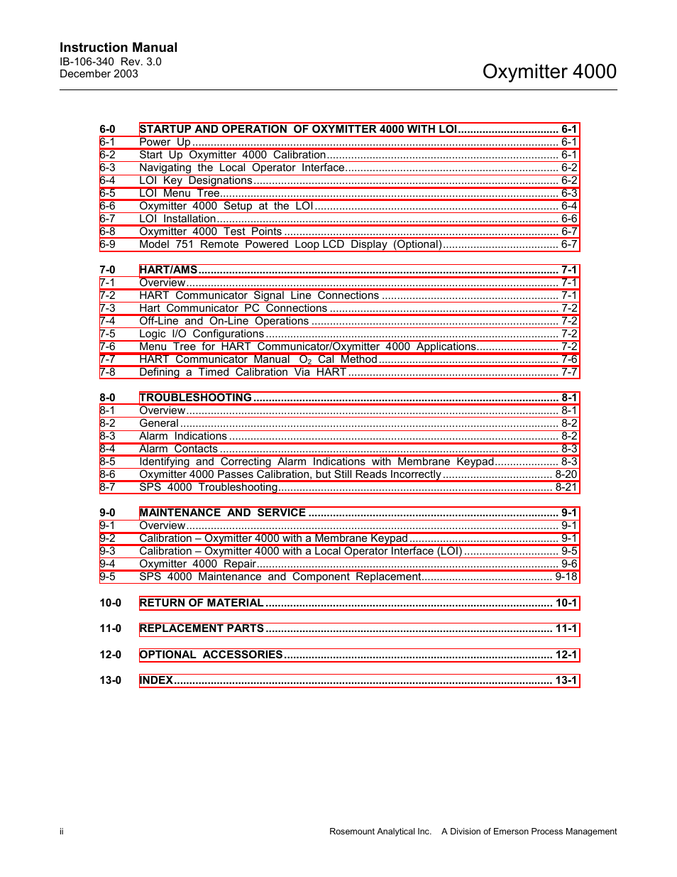 Oxymitter 4000 | Emerson OXYMITTER 4000 User Manual | Page 6 / 172