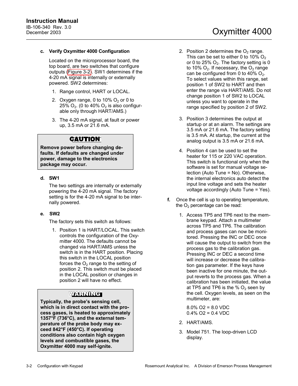 1e.4 to, Oxymitter 4000, Instruction manual | Emerson OXYMITTER 4000 User Manual | Page 76 / 172