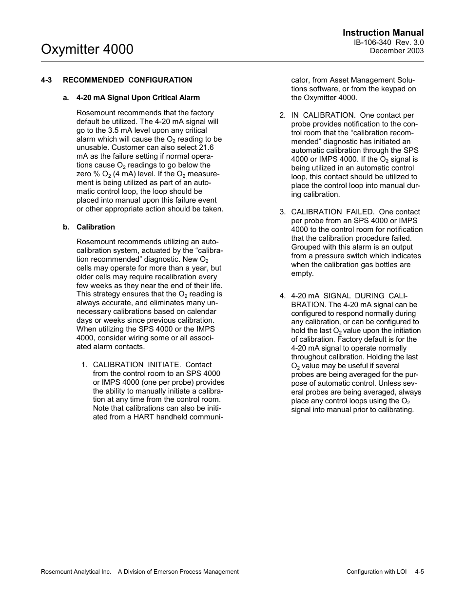 Recommended configuration -5, Oxymitter 4000, Instruction manual | Emerson OXYMITTER 4000 User Manual | Page 85 / 172