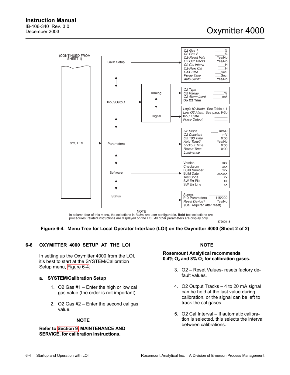 Oxymitter 4000 setup at the loi -4, Oxymitter 4000, Instruction manual | And 8% o | Emerson OXYMITTER 4000 User Manual | Page 92 / 172