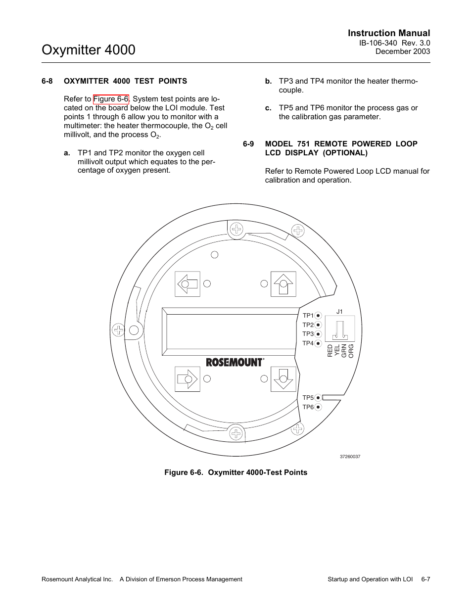 Oxymitter 4000 test points -7, Figure 6-6. oxymitter 4000-test points -7, Oxymitter 4000 | Instruction manual | Emerson OXYMITTER 4000 User Manual | Page 95 / 172